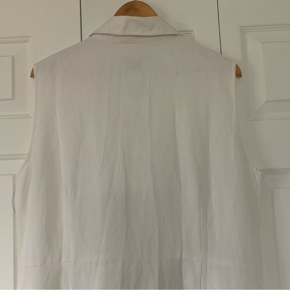 Ashley Stewart White/ Creme Linen Blend Pointed Collar Midi Wrap Dress! Size:18 - Picture 5 of 7